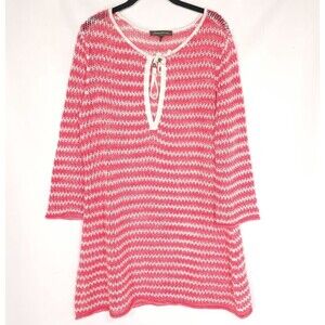 Tommy Bahama Star Island Too LARGE Tunic Paradise Pink Knit LINEN COTTON Women’s